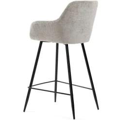 Set di 2 sedie per isola centrale con schienale in tessuto chenille (Altezza seduta 65cm) Zola Tortora