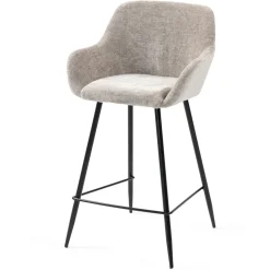 Set di 2 sedie per isola centrale con schienale in tessuto chenille (Altezza seduta 65cm) Zola Tortora