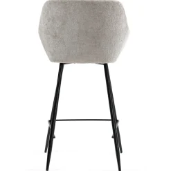 Set di 2 sedie per isola centrale con schienale in tessuto chenille (Altezza seduta 65cm) Zola Tortora