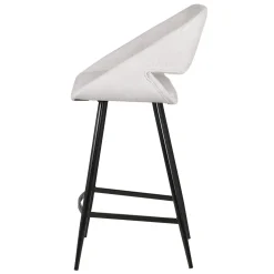 Set di 2 sedie per isola centrale con schienale in velluto a coste (Altezza seduta 68cm) Kosmo Ecru