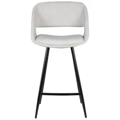 Set di 2 sedie per isola centrale con schienale in velluto a coste (Altezza seduta 68cm) Kosmo Ecru