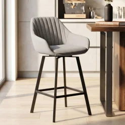 Set di 2 sedie per isola centrale girevoli con schienale in tessuto (Altezza seduta 64cm) Zila Grigio chiaro