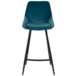 Set di 2 sgabelli da bar con schienale in velluto (Altezza seduta 75cm) Juno Blu scuro