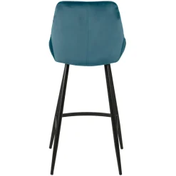 Set di 2 sgabelli da bar con schienale in velluto (Altezza seduta 75cm) Juno Blu scuro
