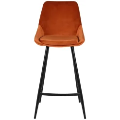 Set di 2 sgabelli da bar con schienale in velluto (Altezza seduta 75cm) Juno Cognac