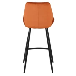 Set di 2 sgabelli da bar con schienale in velluto (Altezza seduta 75cm) Juno Cognac