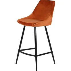 Set di 2 sgabelli da bar con schienale in velluto (Altezza seduta 75cm) Juno Cognac