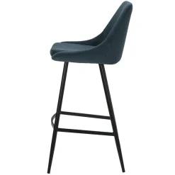 Set di 2 sgabelli da bar con schienale in velluto a coste (Altezza seduta 75cm) Juno Blu scuro