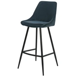 Set di 2 sgabelli da bar con schienale in velluto a coste (Altezza seduta 75cm) Juno Blu scuro