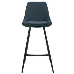 Set di 2 sgabelli da bar con schienale in velluto a coste (Altezza seduta 75cm) Juno Blu scuro