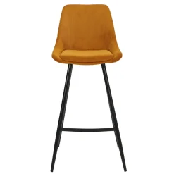 Set di 2 sgabelli da bar con schienale in velluto a coste (Altezza seduta 75cm) Juno Giallo curry