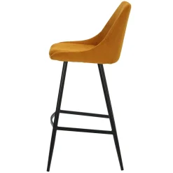 Set di 2 sgabelli da bar con schienale in velluto a coste (Altezza seduta 75cm) Juno Giallo curry