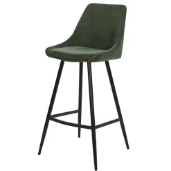 Set di 2 sgabelli da bar con schienale in velluto a coste (Altezza seduta 75cm) Juno Verde pino