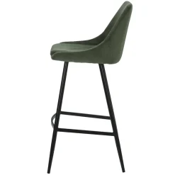 Set di 2 sgabelli da bar con schienale in velluto a coste (Altezza seduta 75cm) Juno Verde pino