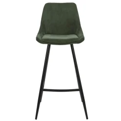 Set di 2 sgabelli da bar con schienale in velluto a coste (Altezza seduta 75cm) Juno Verde pino