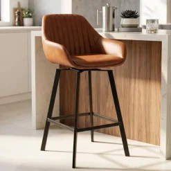 Set di 2 sgabelli da bar girevoli con schienale (Altezza seduta 75cm) Zila Marrone