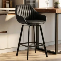 Set di 2 sgabelli da bar girevoli con schienale (Altezza seduta 75cm) Zila Nero