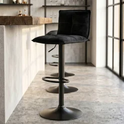 Set di 2 sgabelli da bar girevoli con schienale regolabile in altezza (seduta da 63 a 84 cm) Carly Nero
