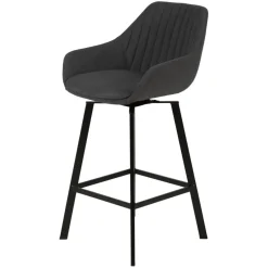 Set di 2 sgabelli da bar girevoli con schienale in tessuto (Altezza seduta 75cm) Zila Grigio scuro