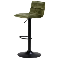 Set di 2 sgabelli da bar girevoli con schienale regolabile in altezza (seduta da 63 a 84 cm) Carly Verde oliva