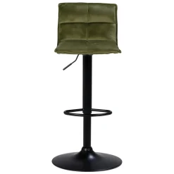 Set di 2 sgabelli da bar girevoli con schienale regolabile in altezza (seduta da 63 a 84 cm) Carly Verde oliva