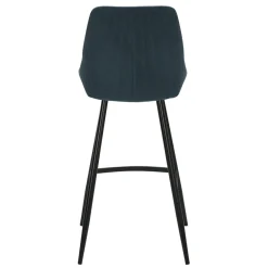 Set di 2 sgabelli per isola centrale con schienale in velluto a coste (Altezza seduta 67cm) Juno Blu