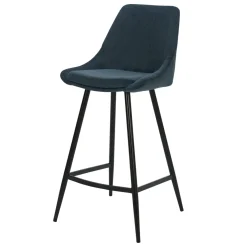 Set di 2 sgabelli per isola centrale con schienale in velluto a coste (Altezza seduta 67cm) Juno Blu