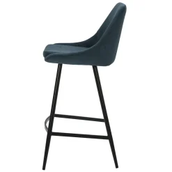 Set di 2 sgabelli per isola centrale con schienale in velluto a coste (Altezza seduta 67cm) Juno Blu