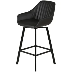 Set di 2 sgabelli per isola centrale girevoli con schienale in similpelle (Altezza seduta 65cm) Zila Nero