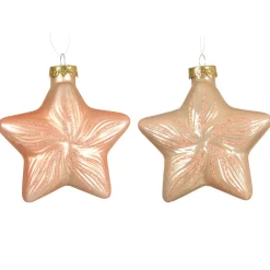 Set di 2 sospensioni in vetro (H10 cm) Stelle Celesti Pesca