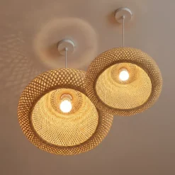 Set di 2 sospensioni luminose in bambù (D61-D39 cm) Manacor Naturale
