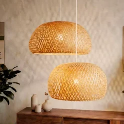 Set di 2 sospensioni luminose in bambù (D61-D39 cm) Manacor Naturale