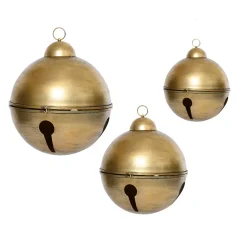 Set di 3 Sospensioni Natalizie in metallo (D52-42-31 cm) Grigio Oro Antico