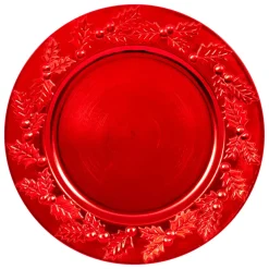 Set di 12 sottopiatti Agrifoglio Natalizio Rosso