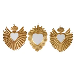 Set di 3 specchi in metallo (20 cm) Exvoto Oro
