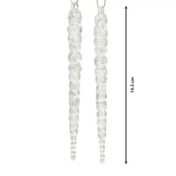 Set di 2 stalattiti da appendere (H14 cm) Ghiaccio Trasparente argentato