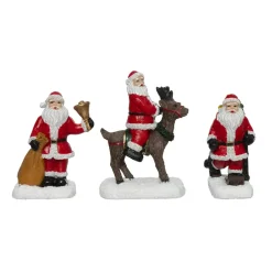 Set di 3 statuette per villaggio (H7 cm) Babbo Natale al lavoro
