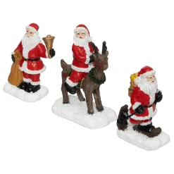 Set di 3 statuette per villaggio (H7 cm) Babbo Natale al lavoro