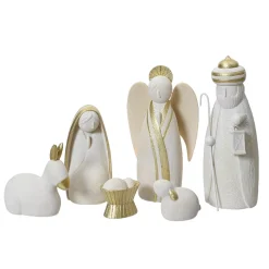 Set di 6 statuine (Altezza 22,5 cm) Notte Santa Bianco e oro