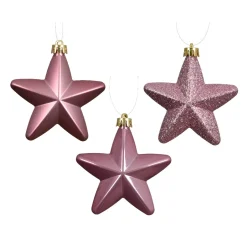 Set di 6 stelle di Natale da appendere (H7 cm) Alpine Vecchio rosa