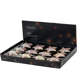 Set di 12 stelle di Natale in vetro (D90 mm) Lustrini di Natale Multicolori