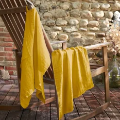 Set di 2 strofinacci garza di cotone (70 cm) Gaïa Giallo zafferano