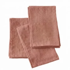 Set di 3 tovaglioli in lino lavato (40 x 40 cm) Louise Rosa antico