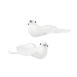 Set di 2 Uccelli su pinza (L11 cm) Niseko Bianco Invernale