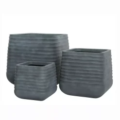 Set di 3 vasi da esterno quadrati (H49-37-27 cm) Jamie Grigio effetto cemento