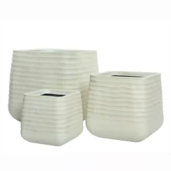 Set di 3 vasi da esterno quadrati (H49-37-27 cm) Jamie Bianco
