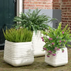 Set di 3 vasi da esterno quadrati (H49-37-27 cm) Jamie Bianco