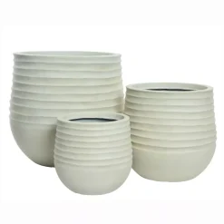 Set di 3 vasi da esterno rotondi (H49-37-27 cm) Jamie Bianco