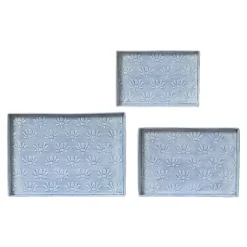 Set di 3 vassoi decorativi (34 x 24 cm) Fiori di Ésmée Blu