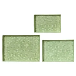 Set di 3 vassoi decorativi (34 x 24 cm) Fiori di Ésmée Verde mela
